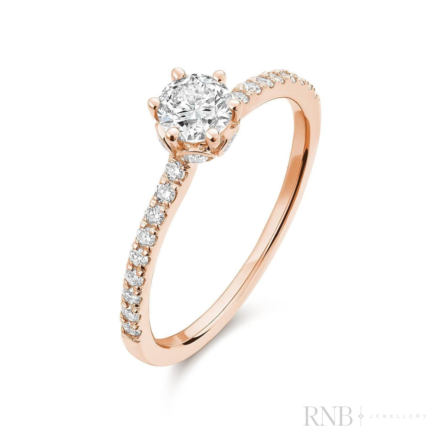 Solitaire Crown Setting Diamond Engagement Ring