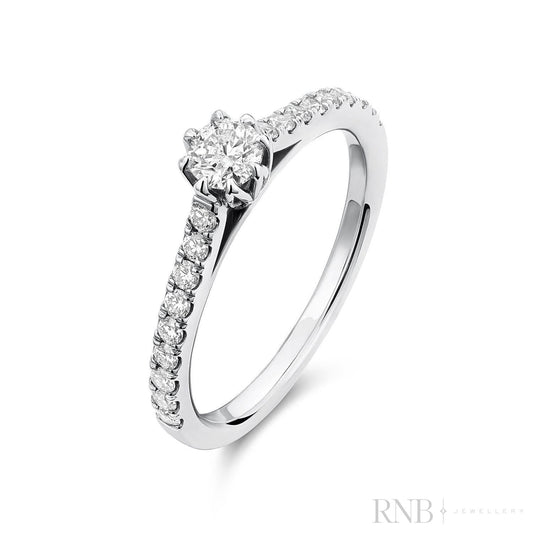 Solitaire Petal Diamond Engagement Ring
