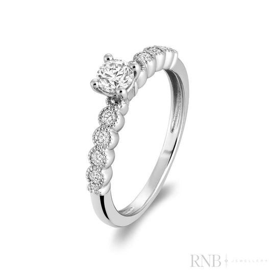 Solitaire Milgrain Diamond Engagement Ring