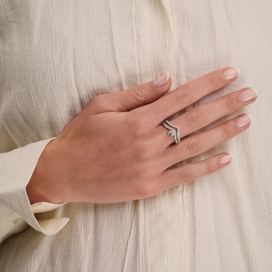 V-Shape Semi Eternity Bridal Diamond Band