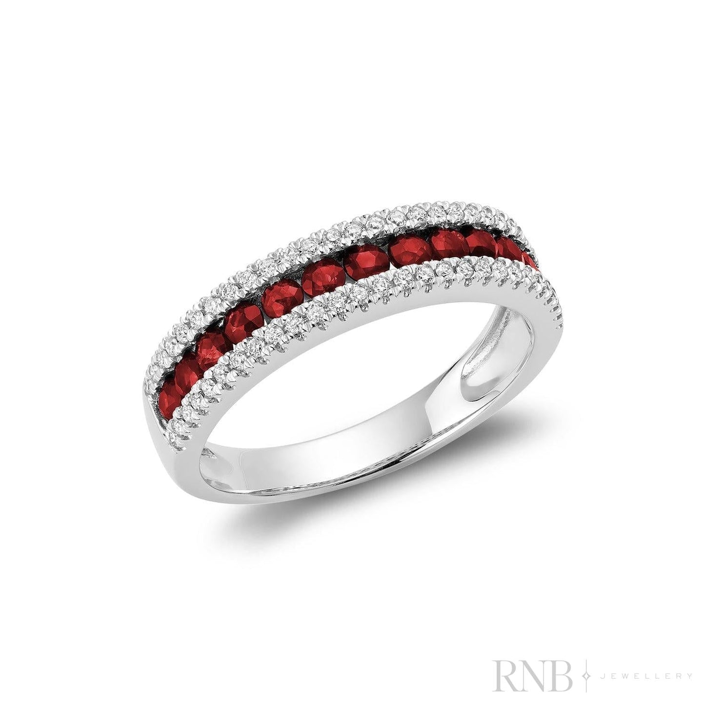 Semi Eternity Precious Stone & Diamond Ring