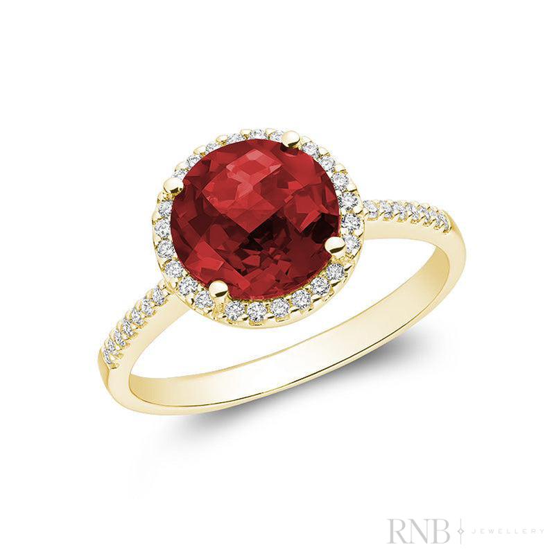 Round Precious Stone & Diamond Halo Ring