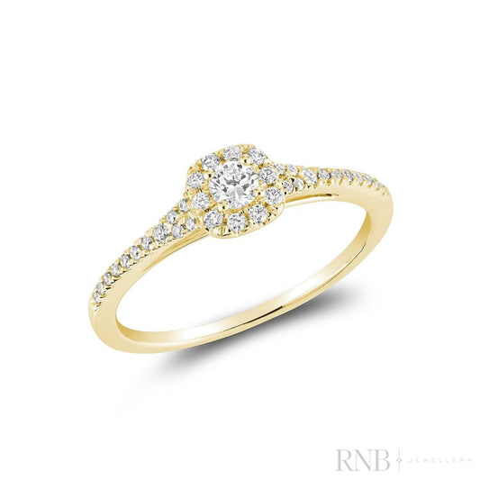 Pave Cushion Halo Diamond Ring