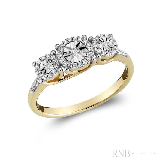Trinity Illusion Halo Diamond Ring