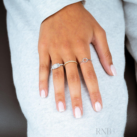 Pavé Milgrain Semi Eternity Diamond Ring