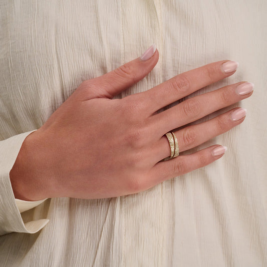 Wide Pave Fancy Diamond Ring