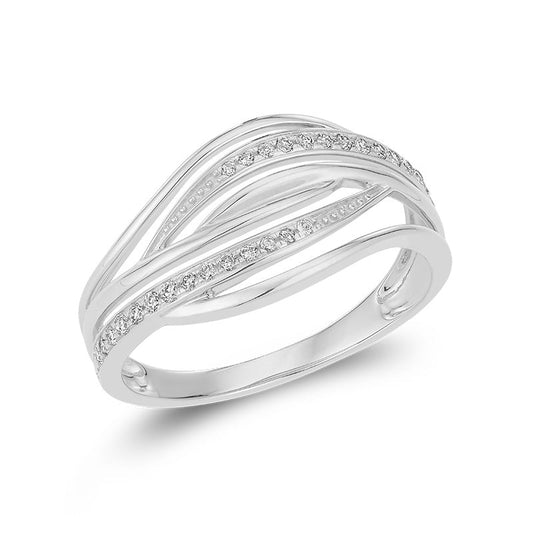 Sleek Polished Multi Row Wave Diamond Band