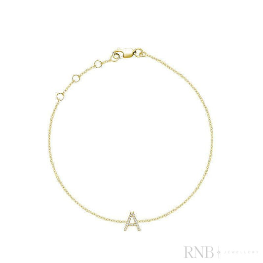 Mini Block Initial Diamond Bracelet