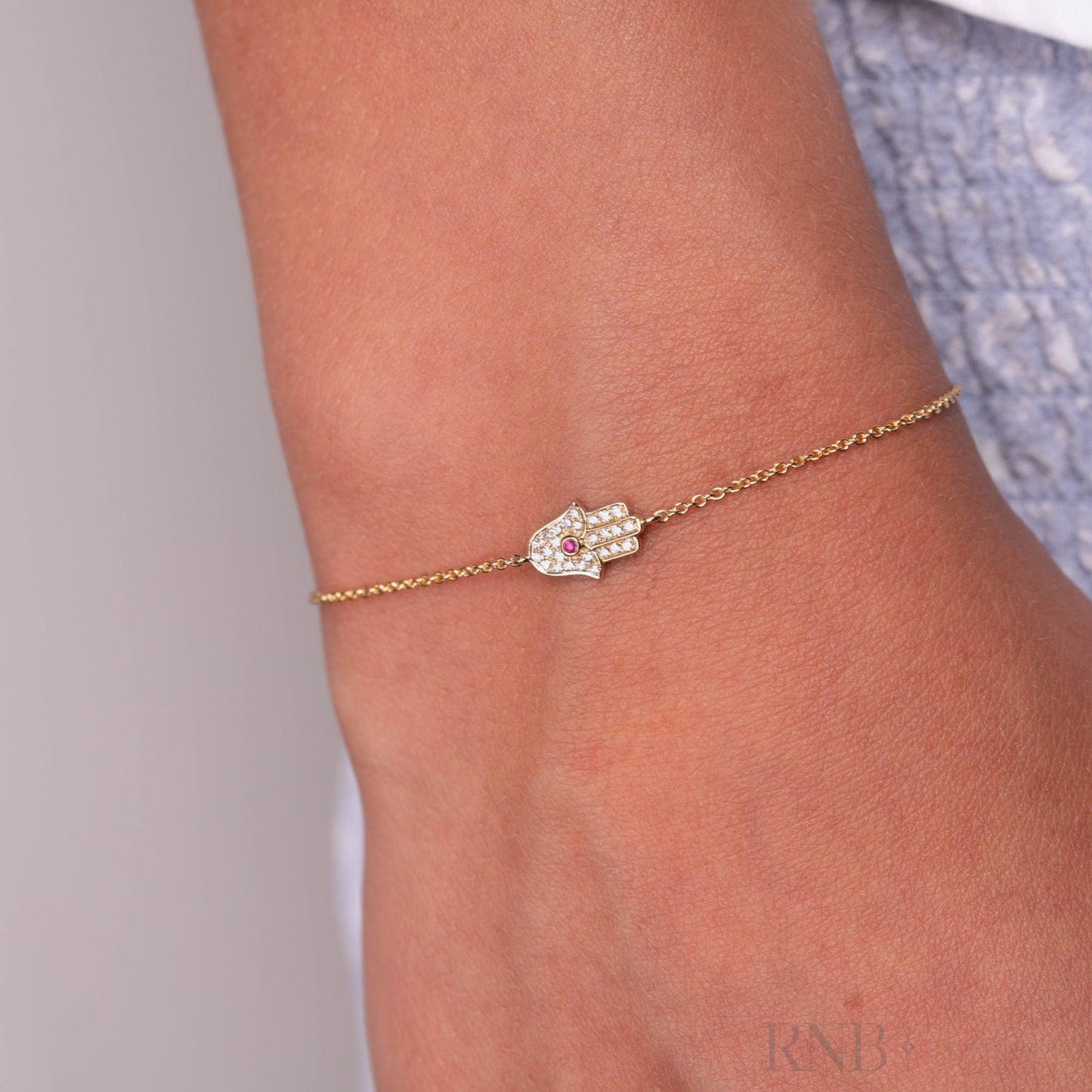 Hamsa Precious Stone & Diamond Bracelet