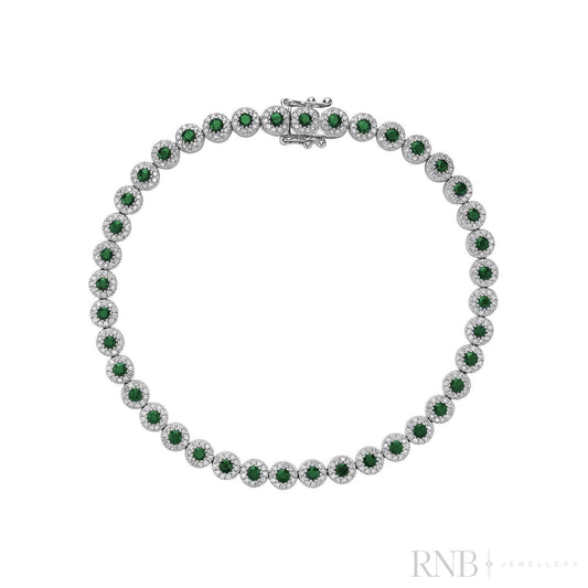 Precious Stone & Diamond Halo Tennis Bracelet