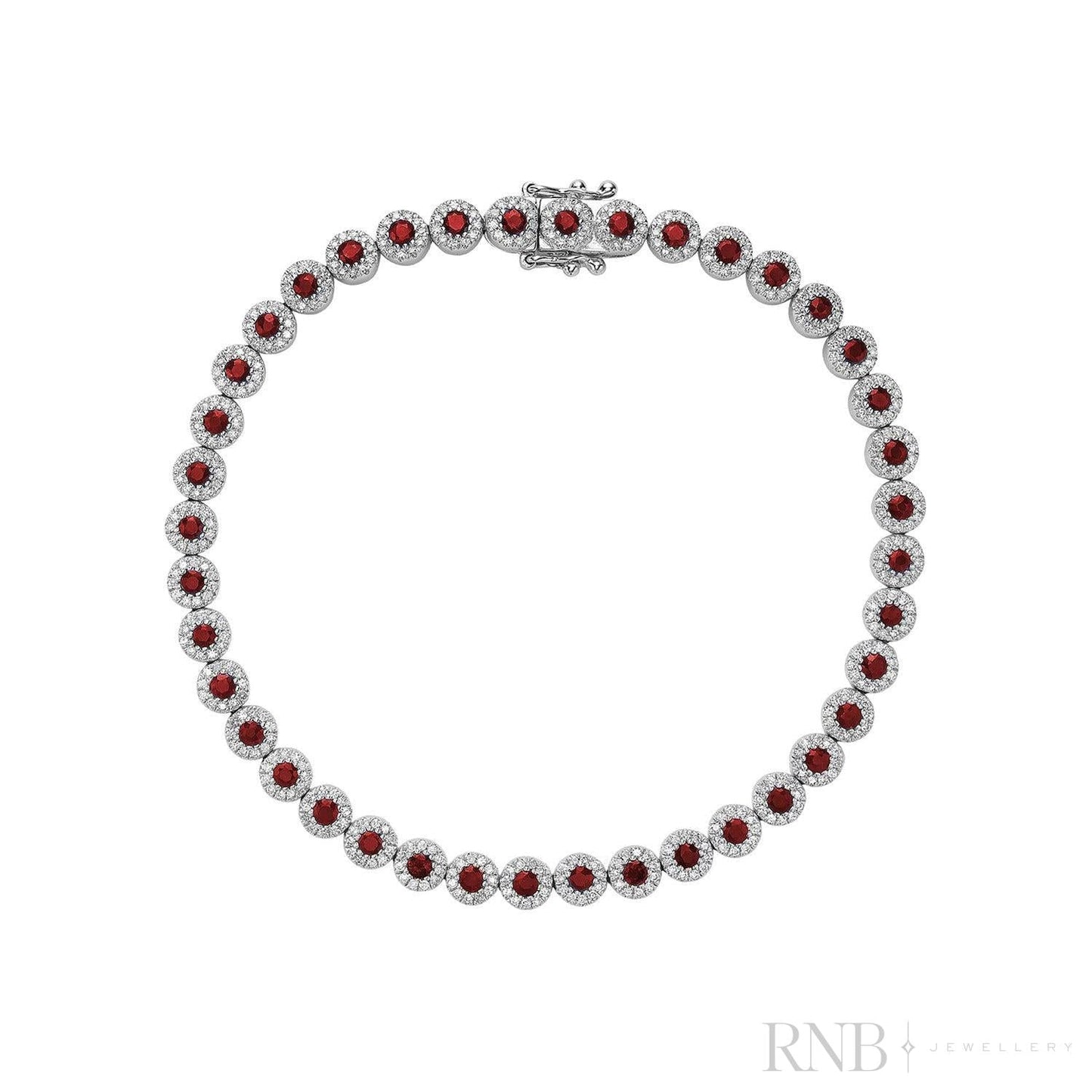 Precious Stone & Diamond Halo Tennis Bracelet