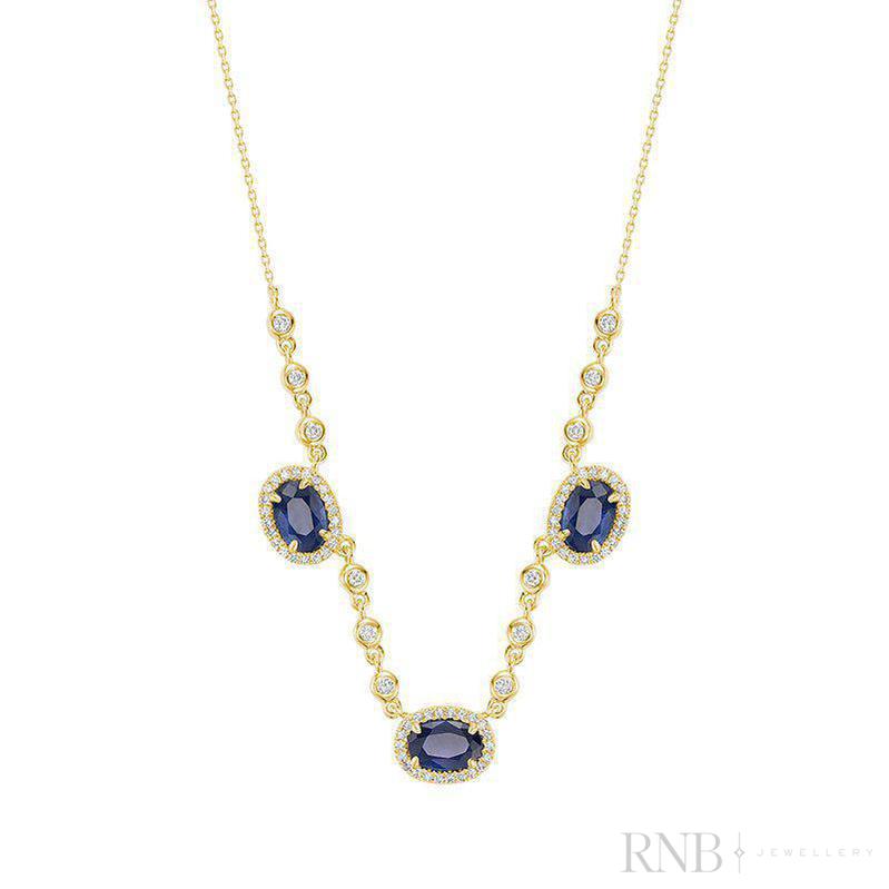 Blue Sapphire & Diamond Pendant - Pendentif en Diamant & Sapphire-RNB Jewellery Blue Sapphire & Diamond Pendant - Pendentif en Diamant & Sapphire-RNB Jewellery