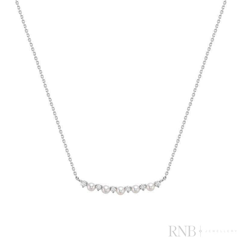 Cultured Pearl & Diamond Bar Necklace