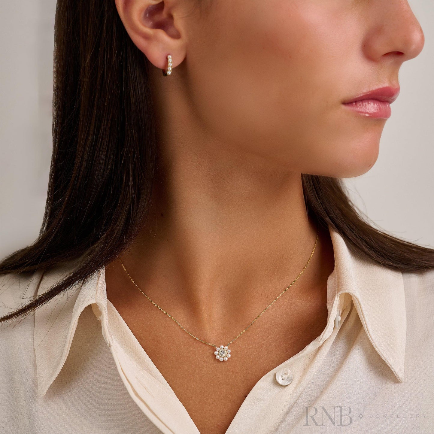 Circle of Life Pearl & Pave Diamond Necklace