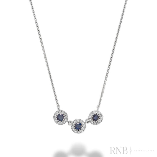Martini Cup Halo Diamond & Precious Stone Necklace-RNB Jewellery