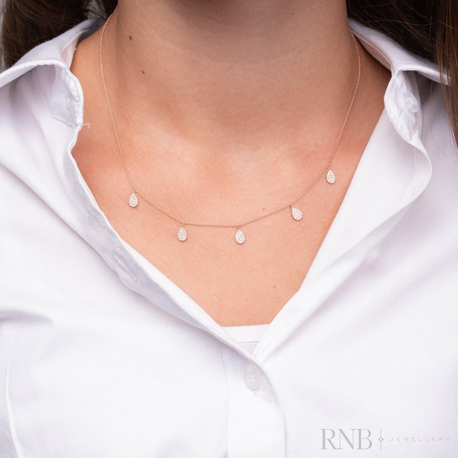 Drop Pave Diamond By The Yard Necklace-RNB Jewellery Drop Pave Diamond By The Yard Necklace-RNB Jewellery