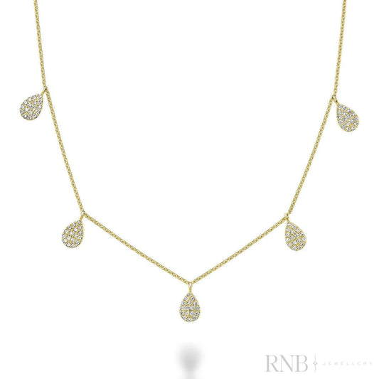 Pear Shape Drop Pave Diamond By The Yard Necklace