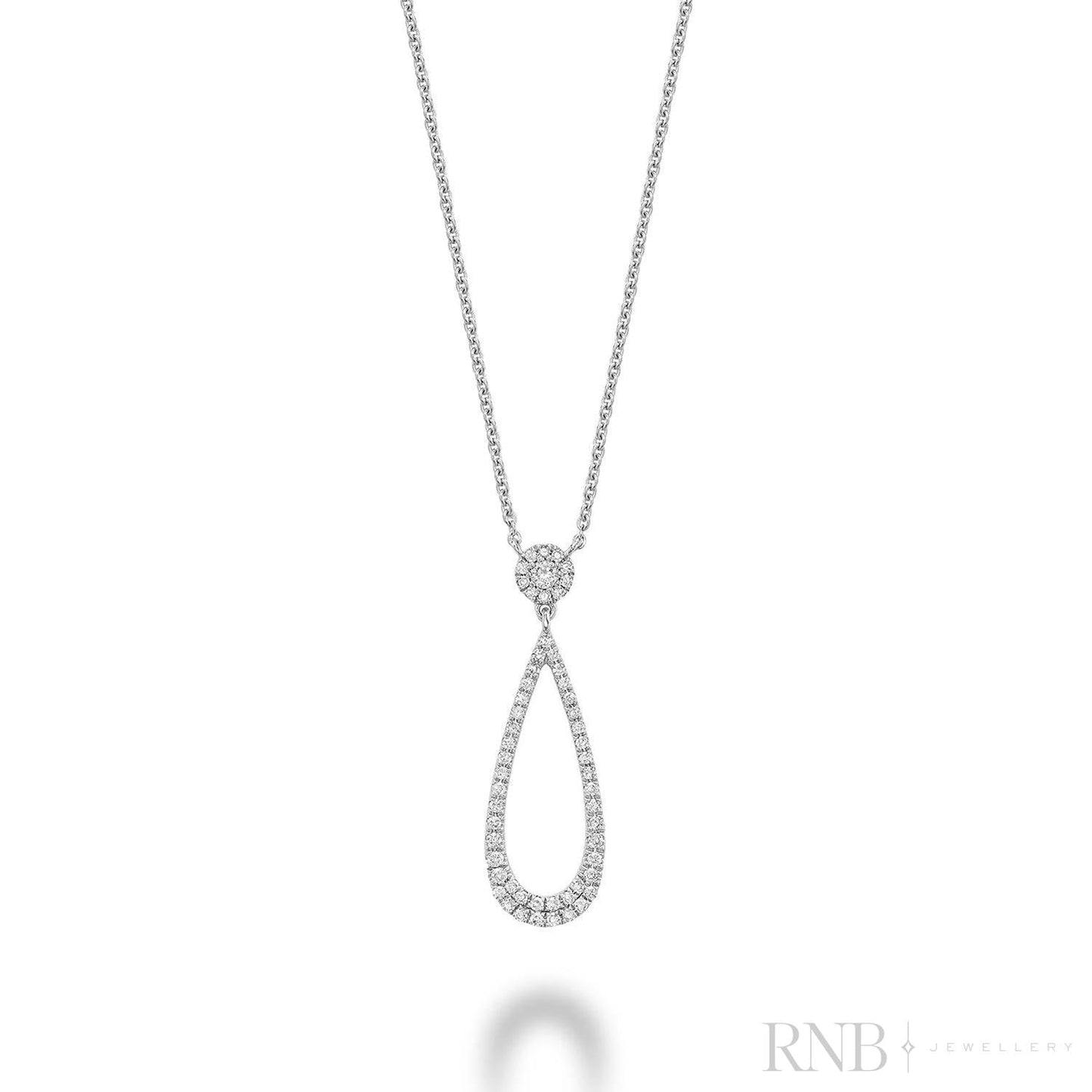 Pear Shape Drop Halo Diamond Necklace