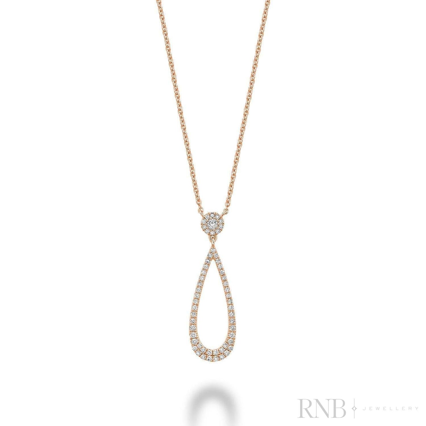 Pear Shape Drop Halo Diamond Necklace