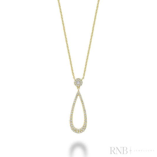 Pear Shape Drop Halo Diamond Necklace