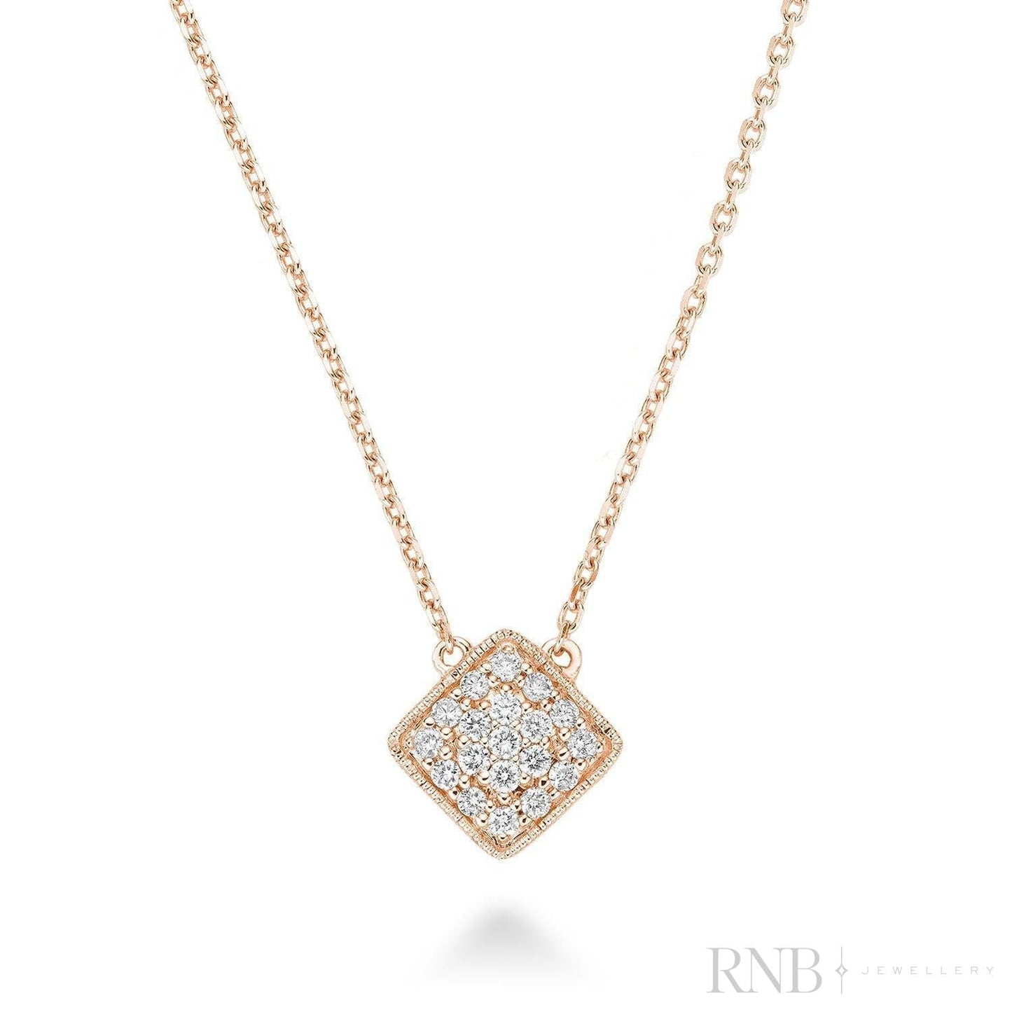 Square Milgrain Diamond Necklace