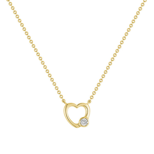 Open Heart & Bezel Diamond Necklace