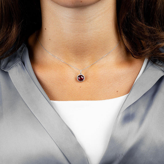 Precious Stone & Halo Diamond Pendant