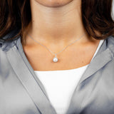 Cultured Pearl & Halo Diamond Pendant-RNB Jewellery Cultured Pearl & Halo Diamond Pendant-RNB Jewellery