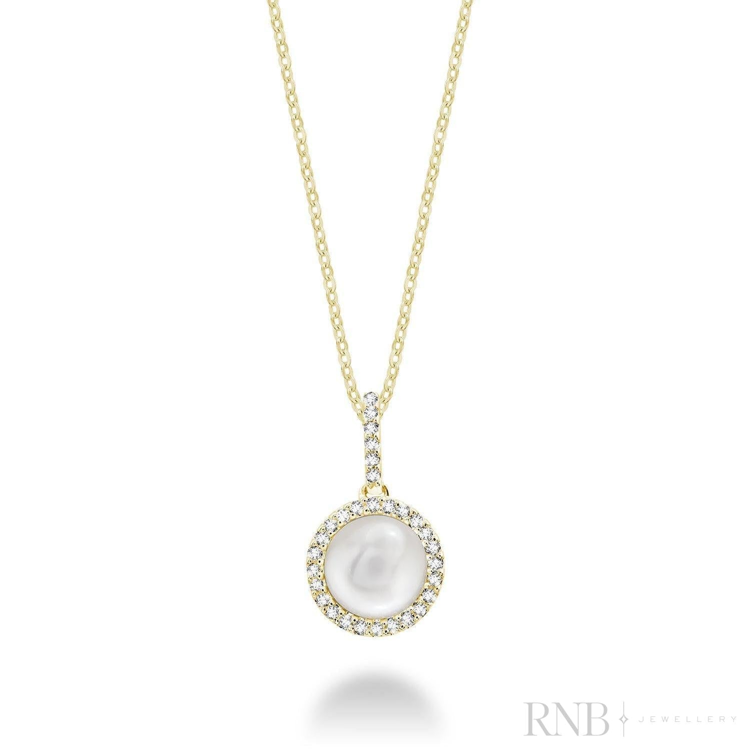 Cultured Pearl & Halo Diamond Pendant-RNB Jewellery Cultured Pearl & Halo Diamond Pendant-RNB Jewellery