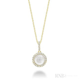 Cultured Pearl & Halo Diamond Pendant-RNB Jewellery Cultured Pearl & Halo Diamond Pendant-RNB Jewellery