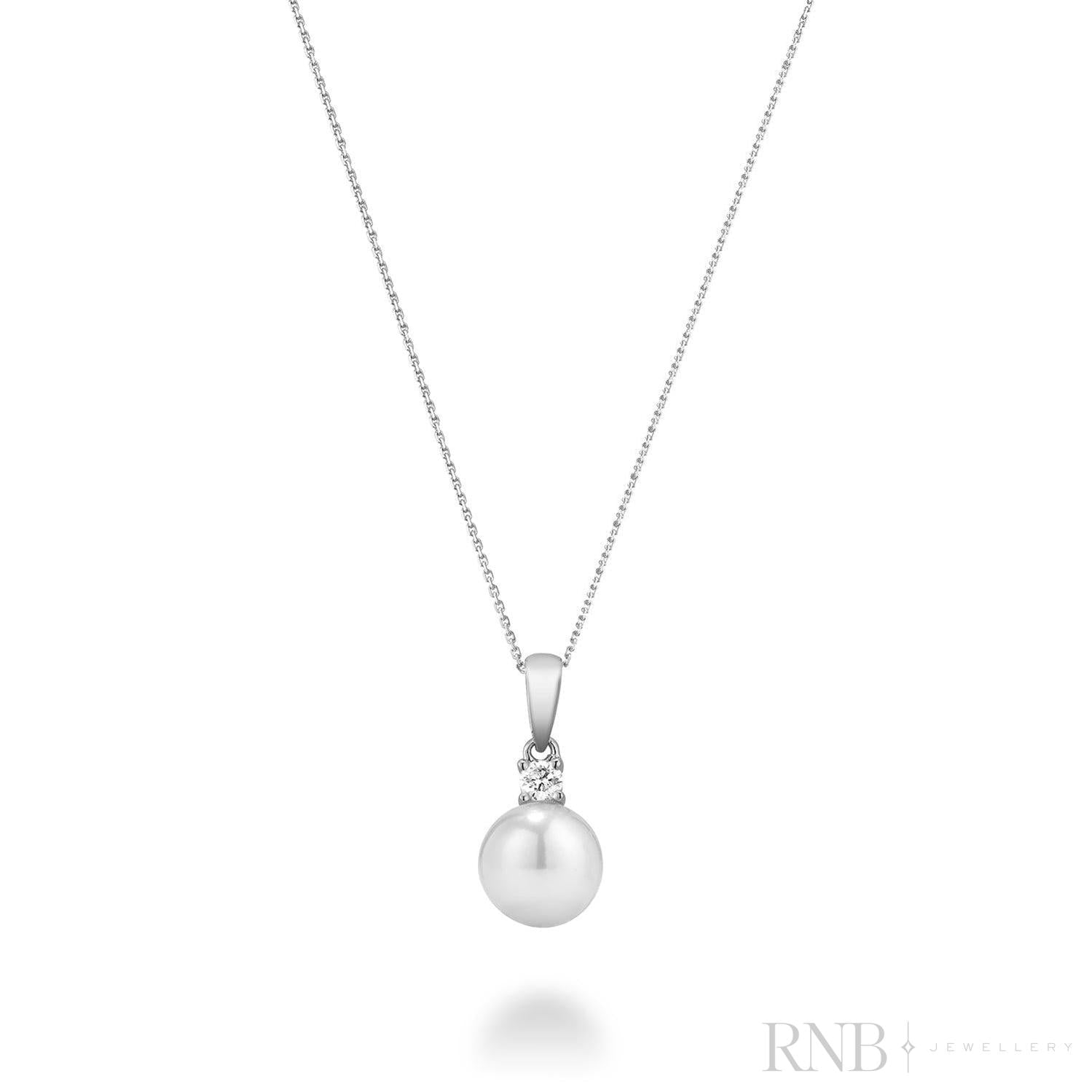 Cultured Pearl & Solitaire Diamond Pendant-RNB Jewellery Cultured Pearl & Solitaire Diamond Pendant-RNB Jewellery