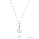 Cultured Pearl & Solitaire Diamond Pendant-RNB Jewellery Cultured Pearl & Solitaire Diamond Pendant-RNB Jewellery
