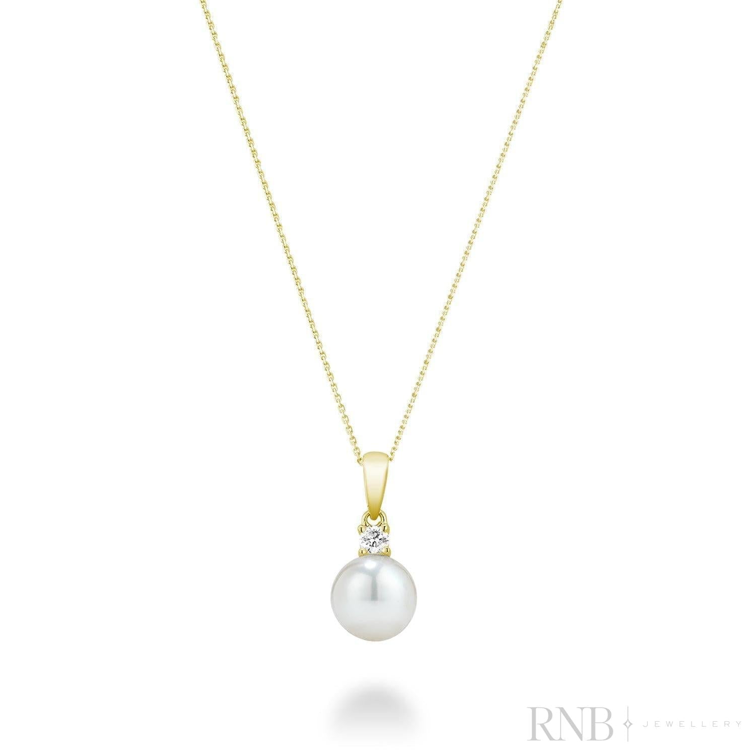 Cultured Pearl & Solitaire Diamond Pendant-RNB Jewellery Cultured Pearl & Solitaire Diamond Pendant-RNB Jewellery