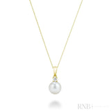 Cultured Pearl & Solitaire Diamond Pendant-RNB Jewellery Cultured Pearl & Solitaire Diamond Pendant-RNB Jewellery