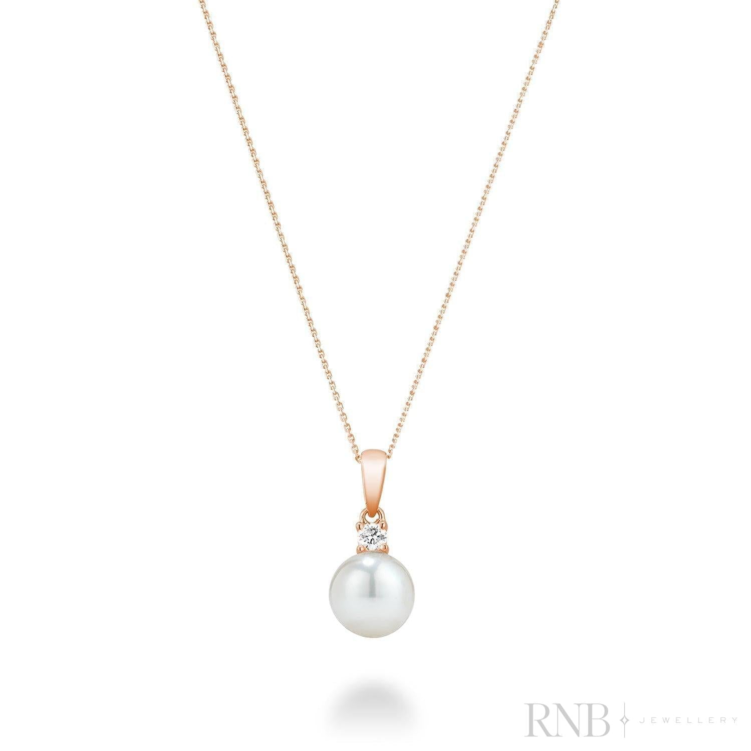 Cultured Pearl & Solitaire Diamond Pendant-RNB Jewellery Cultured Pearl & Solitaire Diamond Pendant-RNB Jewellery
