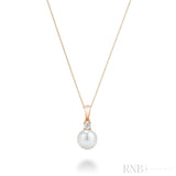 Cultured Pearl & Solitaire Diamond Pendant-RNB Jewellery Cultured Pearl & Solitaire Diamond Pendant-RNB Jewellery