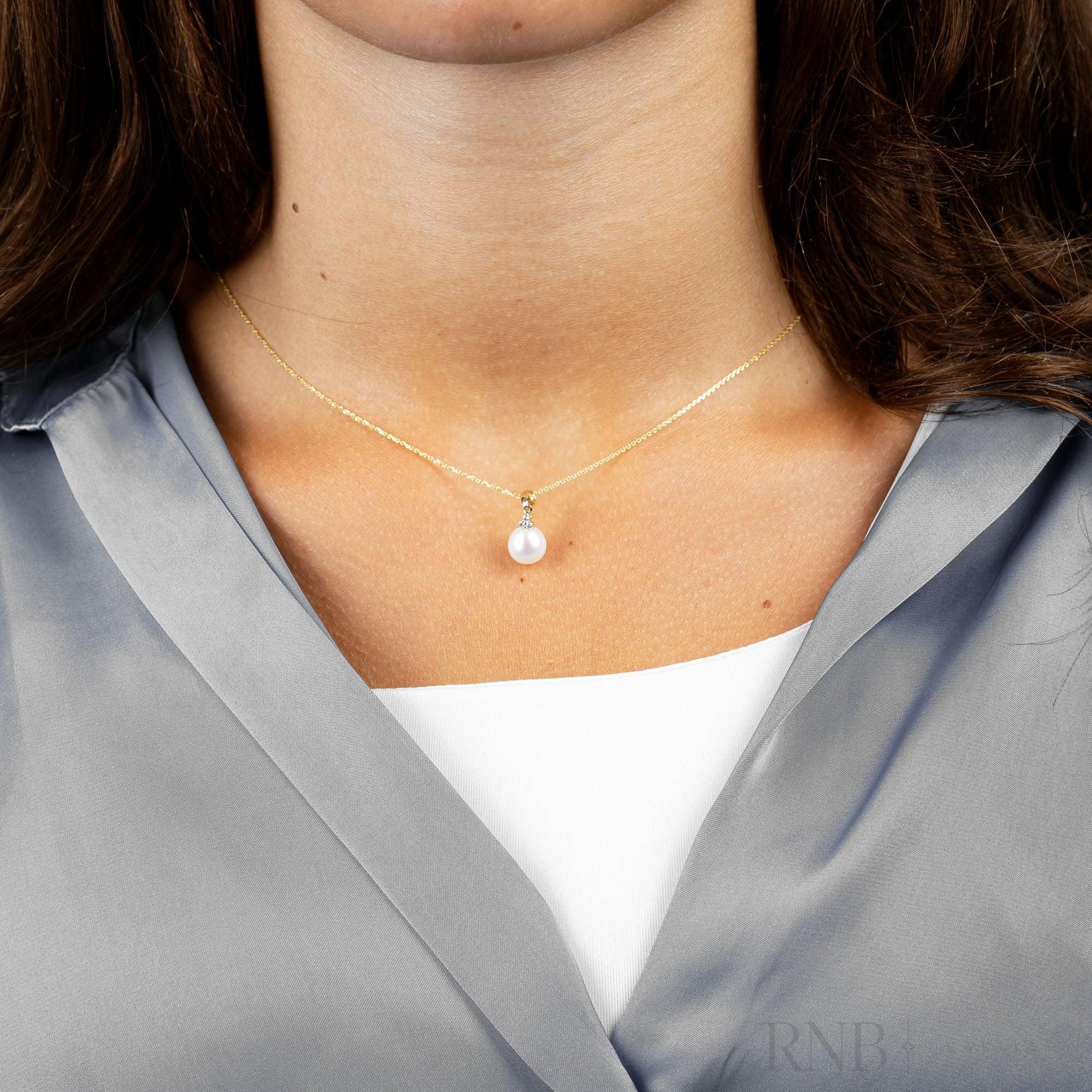 Cultured Pearl & Trinity Diamond Pendant-RNB Jewellery Cultured Pearl & Trinity Diamond Pendant-RNB Jewellery