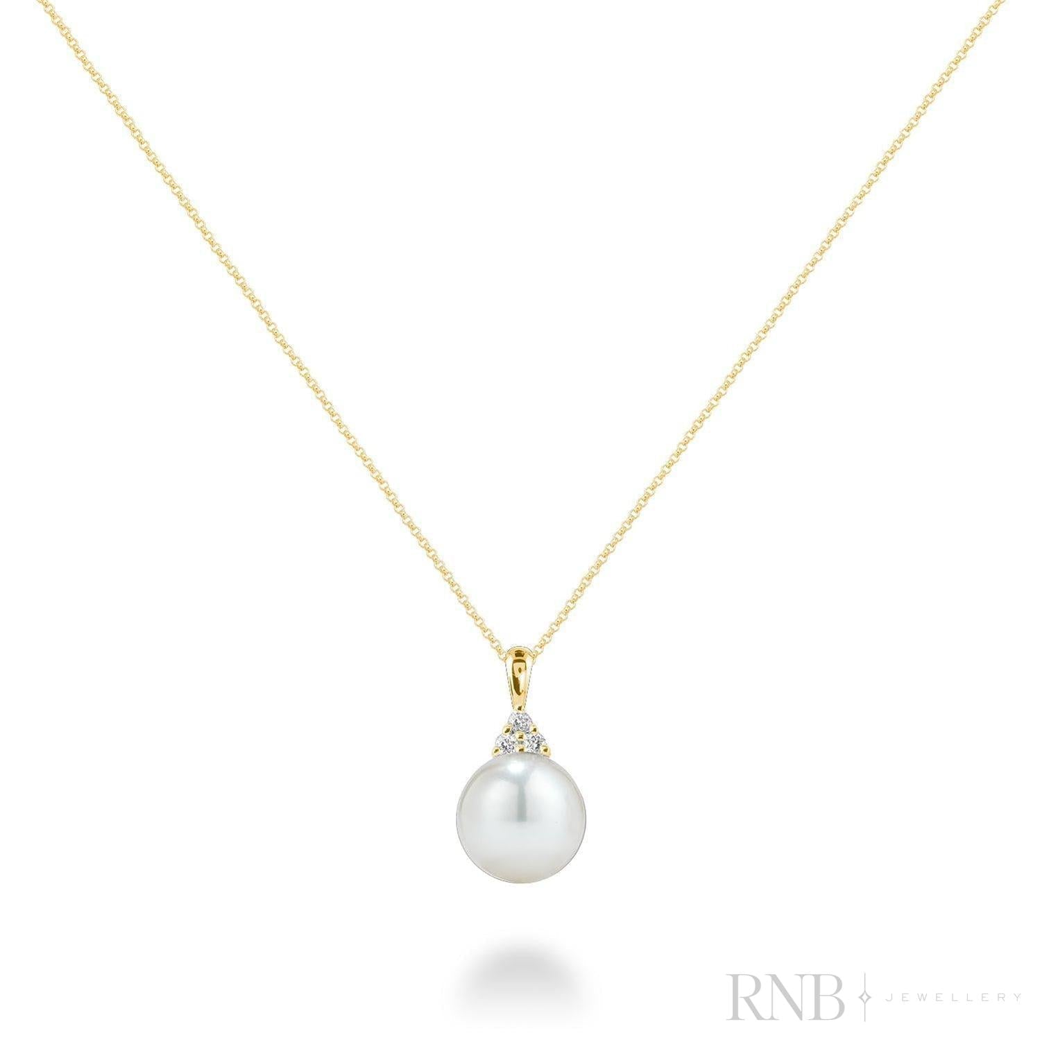 Cultured Pearl & Trinity Diamond Pendant-RNB Jewellery Cultured Pearl & Trinity Diamond Pendant-RNB Jewellery