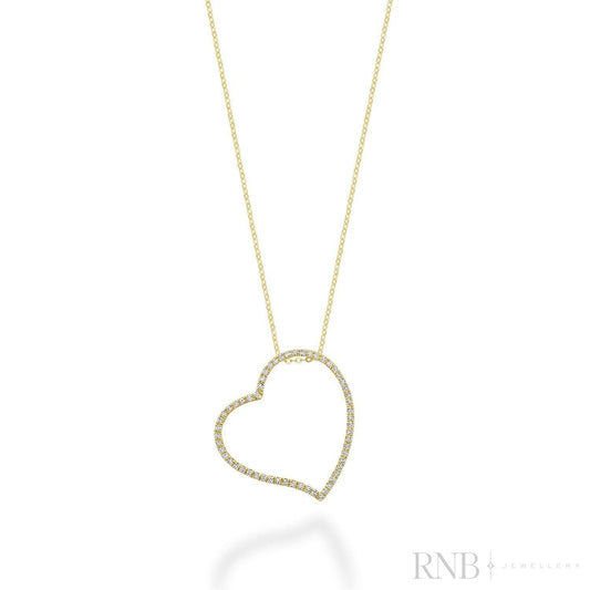 Asymmetrical Diamond Heart Pendant-RNB Jewellery