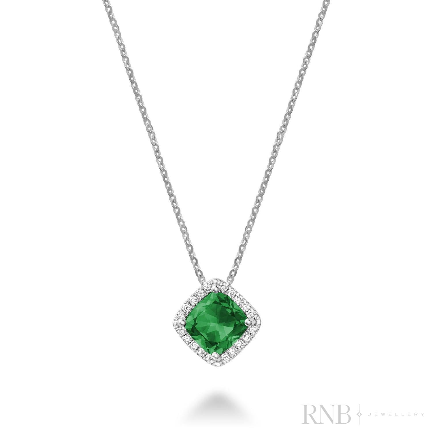 Cushion Cut Colored Stone Halo Diamond Pendant-RNB Jewellery Cushion Cut Colored Stone Halo Diamond Pendant-RNB Jewellery