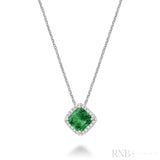 Cushion Cut Colored Stone Halo Diamond Pendant-RNB Jewellery Cushion Cut Colored Stone Halo Diamond Pendant-RNB Jewellery