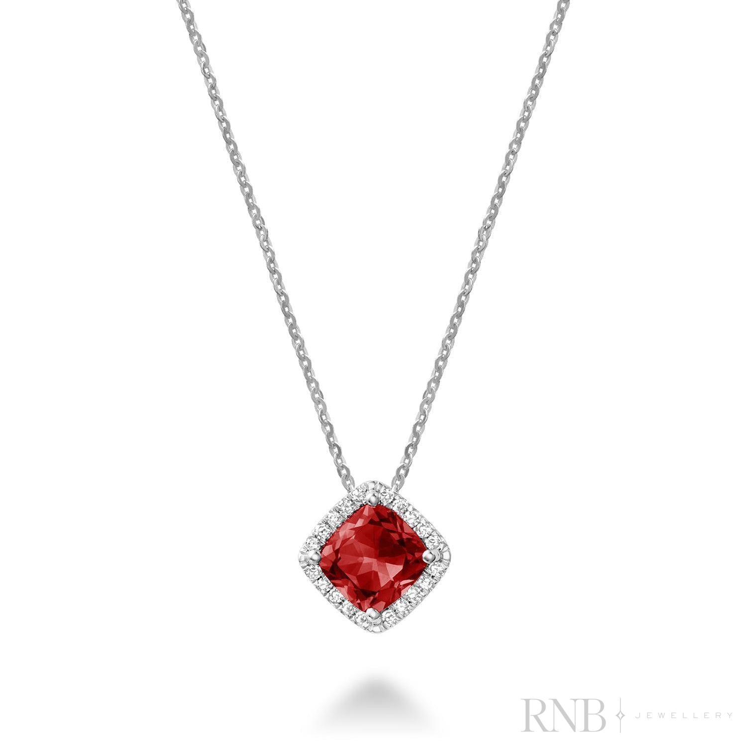 Cushion Cut Colored Stone Halo Diamond Pendant-RNB Jewellery Cushion Cut Colored Stone Halo Diamond Pendant-RNB Jewellery