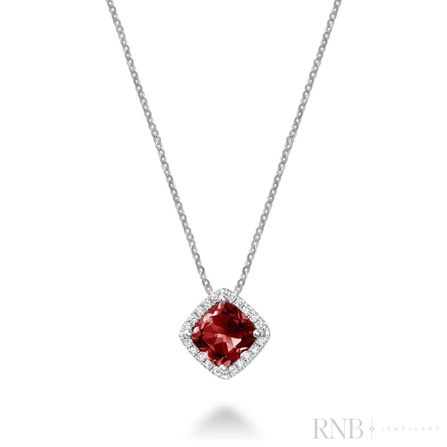 Cushion Cut Colored Stone Halo Diamond Pendant-RNB Jewellery Cushion Cut Colored Stone Halo Diamond Pendant-RNB Jewellery
