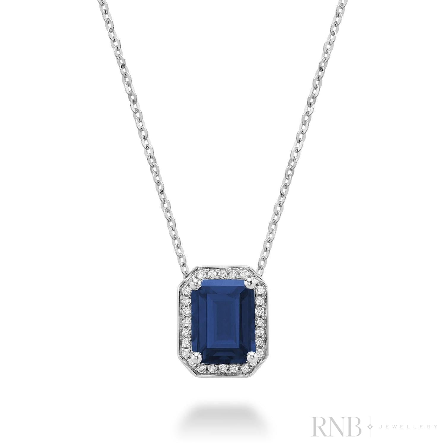 Emerald Cut Colored Stone & Diamond Pendant-RNB Jewellery Emerald Cut Colored Stone & Diamond Pendant-RNB Jewellery