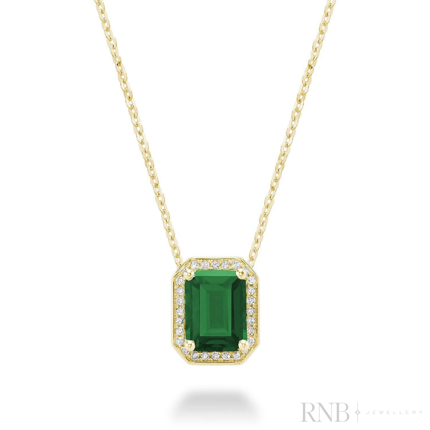Emerald Cut Colored Stone & Diamond Pendant-RNB Jewellery Emerald Cut Colored Stone & Diamond Pendant-RNB Jewellery