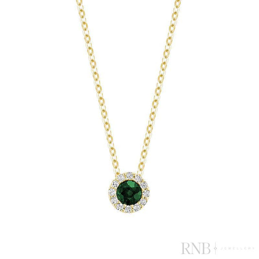 Precious Stone & Halo Diamond Pendant
