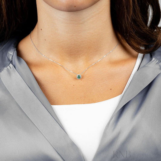 Precious Stone & Diamond Halo Pendant