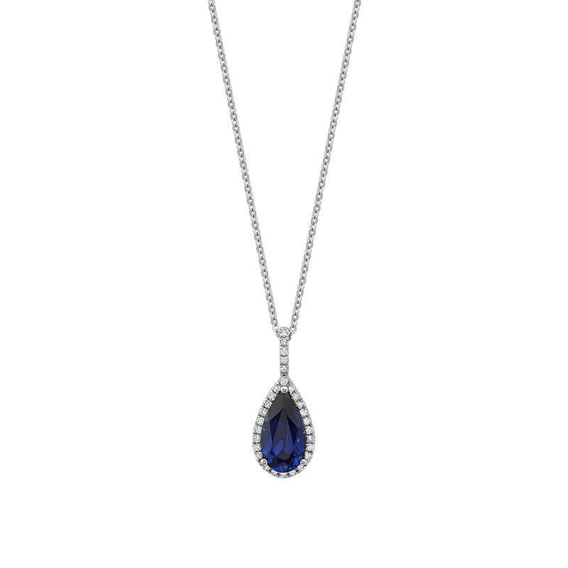Pear Shape Colored Stone & Diamond Pendant