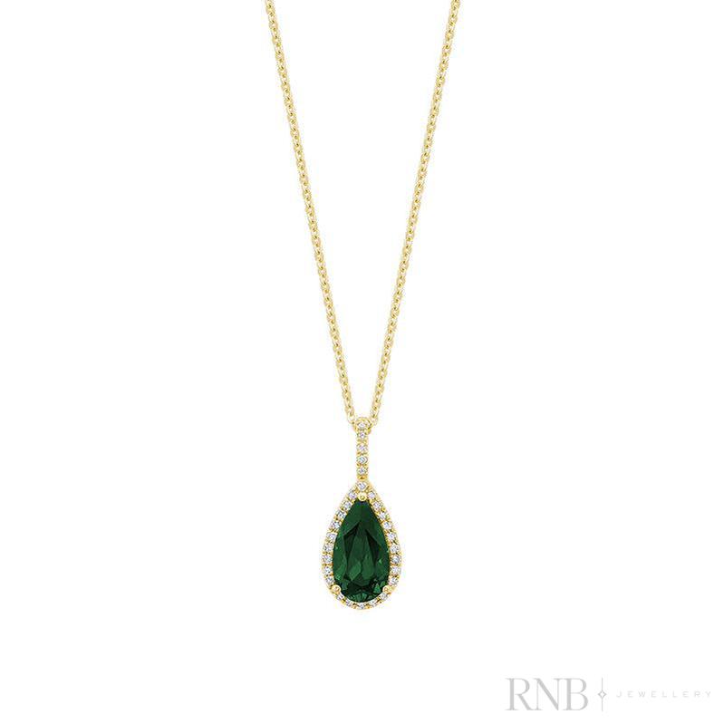 Pear Shape Colored Stone & Diamond Pendant