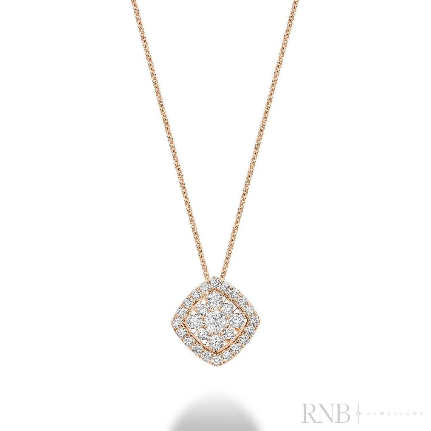 Cushion Shape Pave Halo Diamond Pendant